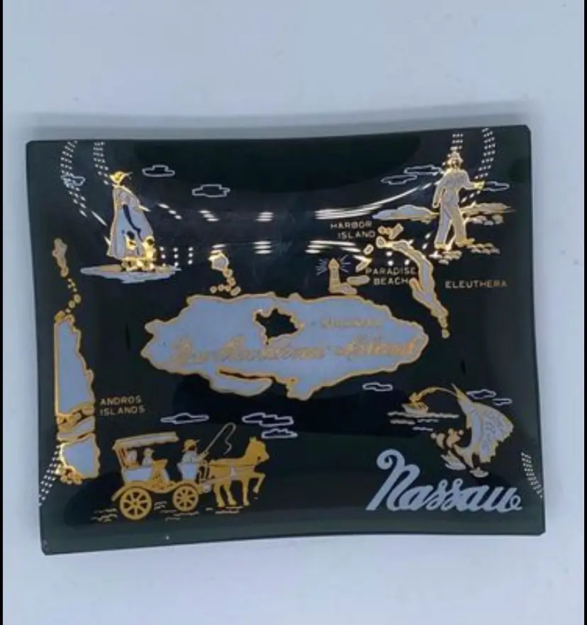 Vintage Nassau Bahamas souvenir trinket dish 1960s