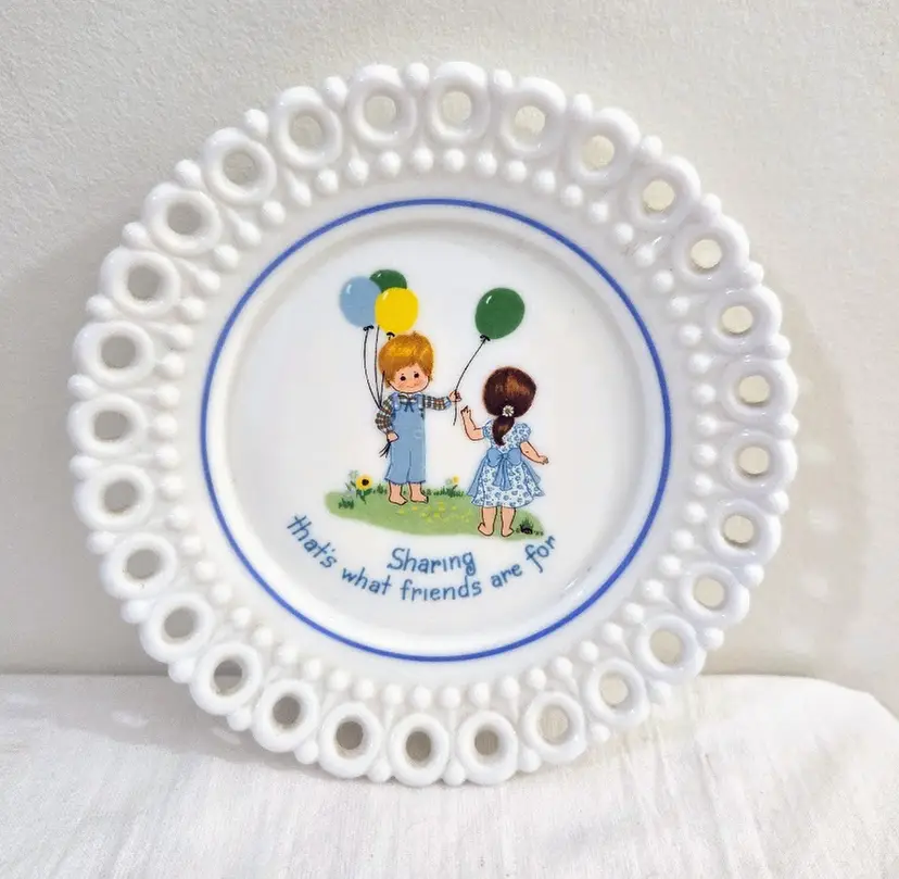 Westmoreland White Milk Glass "Sharing" Plate 5.25" US