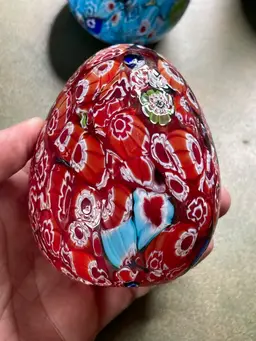 millefiori Red egg paperweight