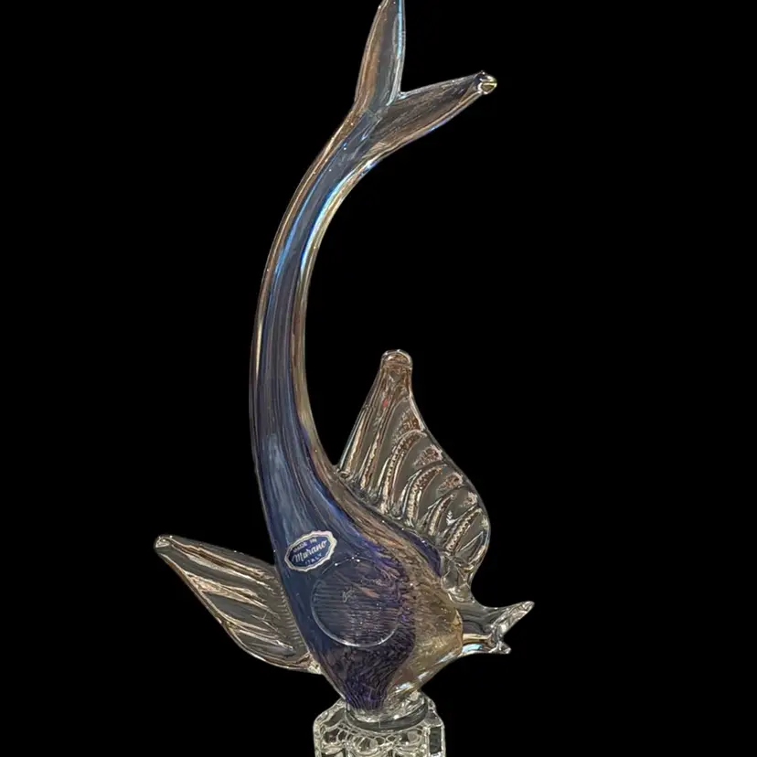 Vintage 1960's Murano Sommerso Blue With Copper Fleck Fish