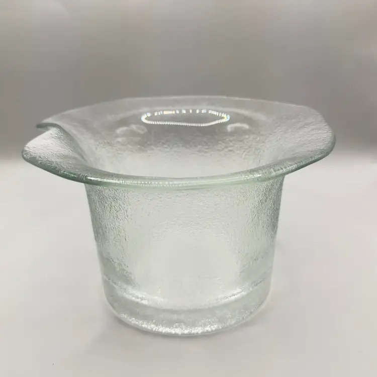 Vintage Mid-Century Modern Flower Candle Holder Vase Ice Bucket Wine Chiller, Pilgrim Textured Glass, Charming Decorative Bowl, By Pilgrim Glass, Made in Ceredo, WV