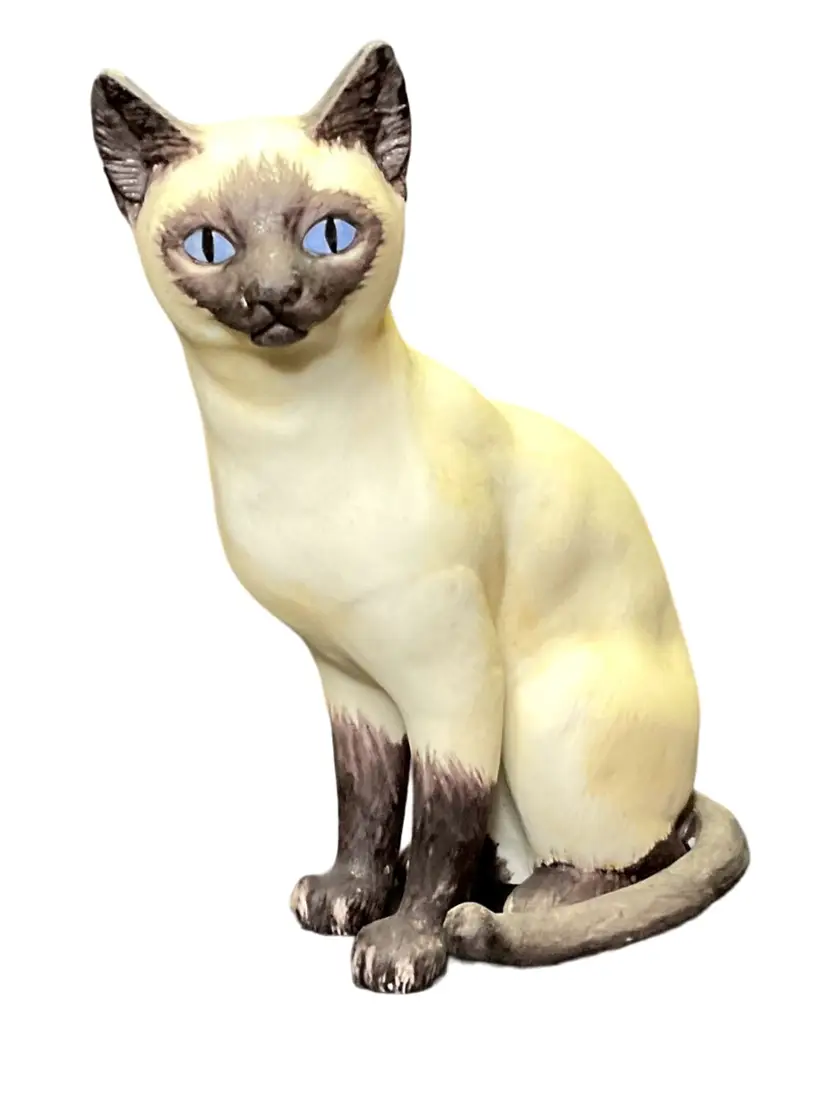 VTG SIAMESE CAT FIGURINE ANDREA BY SADEK PORCELAIN JAPAN SITTING BLUE EYES