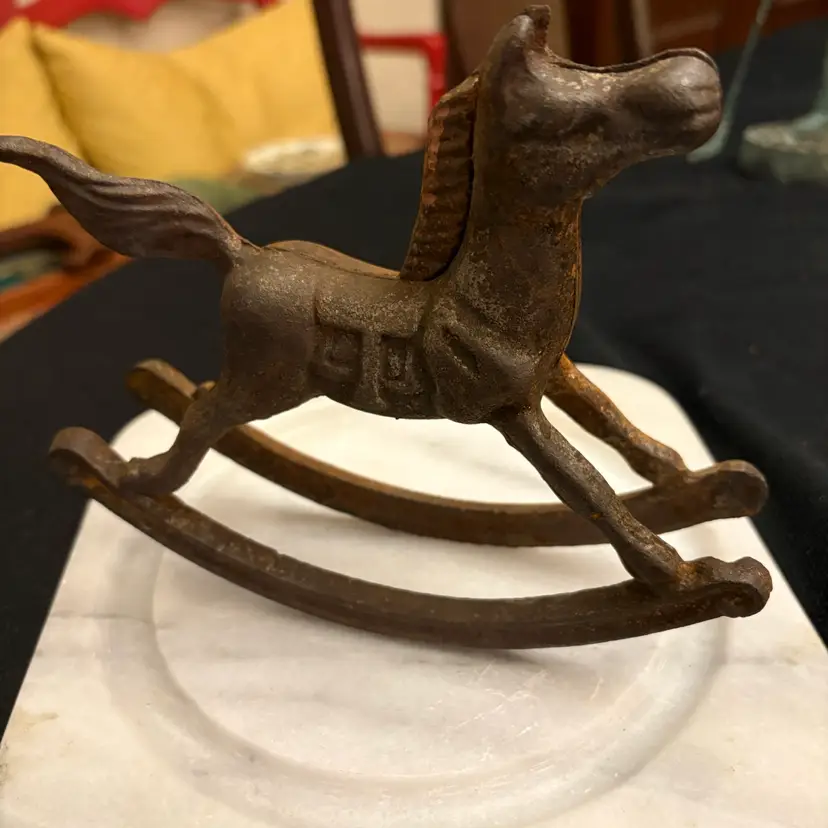 VINTAGE CAST IRON ROCKING HORSE FIGURINE