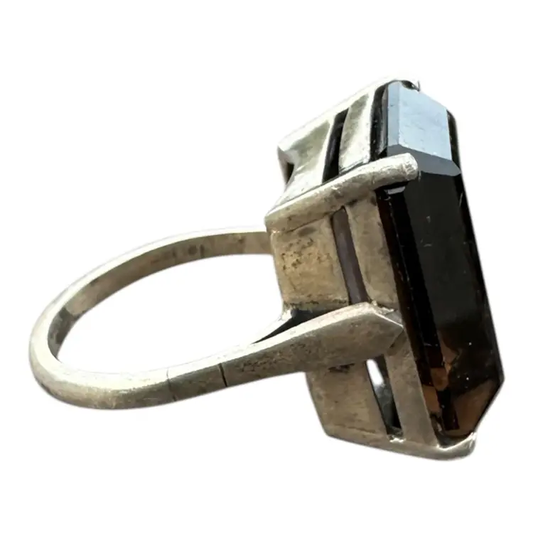 Nolan sterling silver smoky topaz emerald cut Ring size 8.5