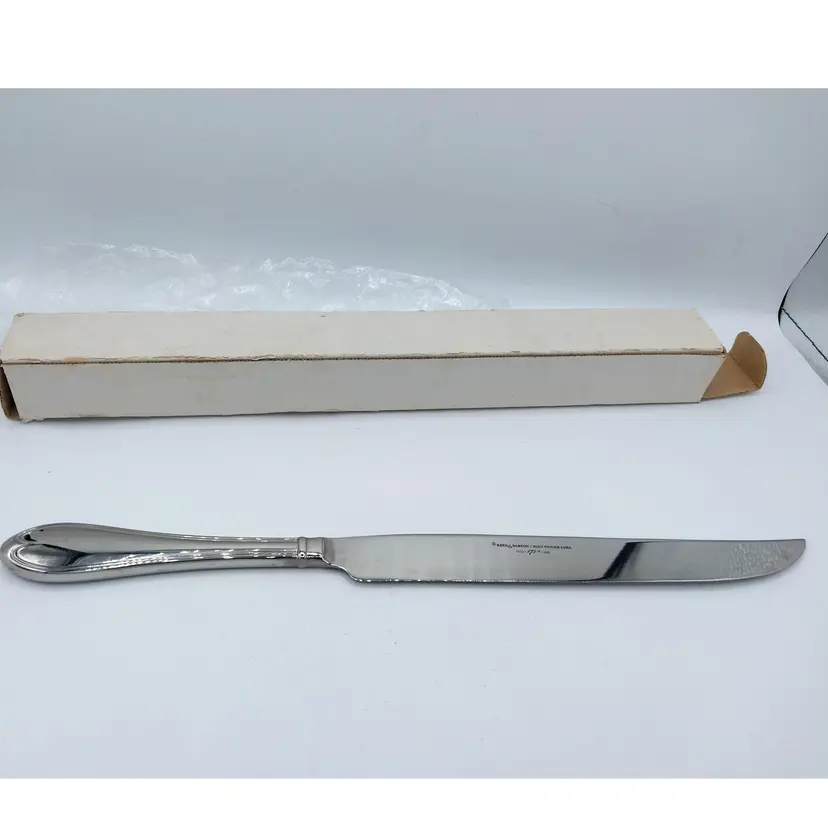 175th Anniversary Large Roast Carving Knife 'Oval Thread' Stainless by REED & BARTON c1999, NOS!