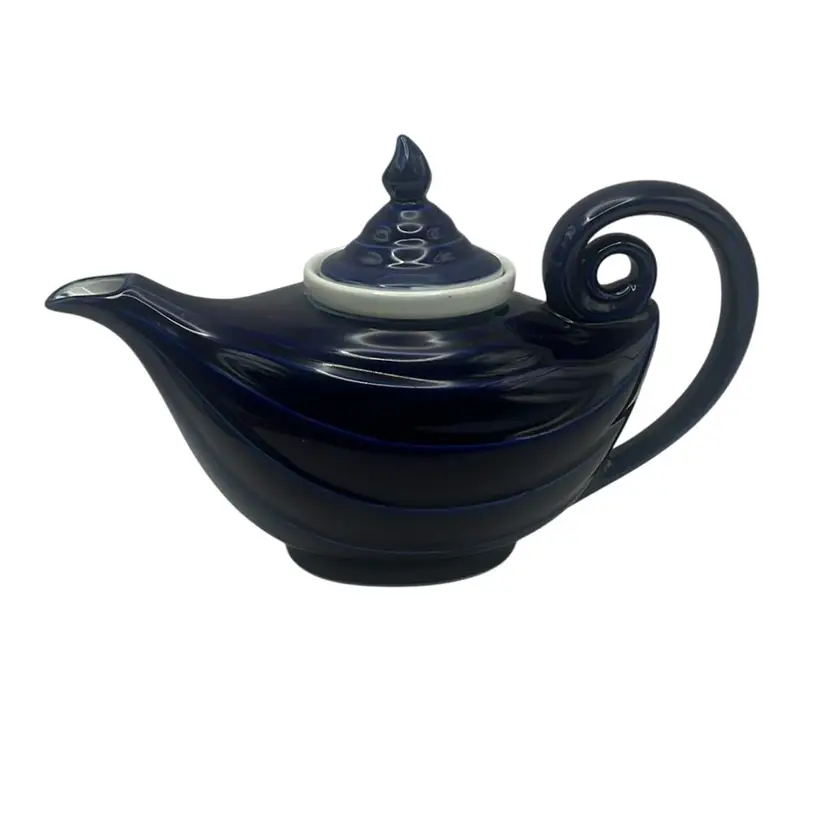 Vintage Hall Aladdin Genie Style Teapot In Cobalt Blue, 7” Tall and 10.5” Wide