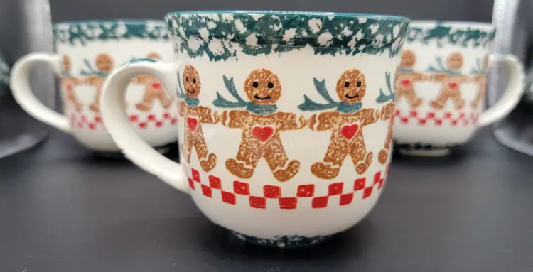 Gingerbread folk craft ceramic mugs - Set of 4