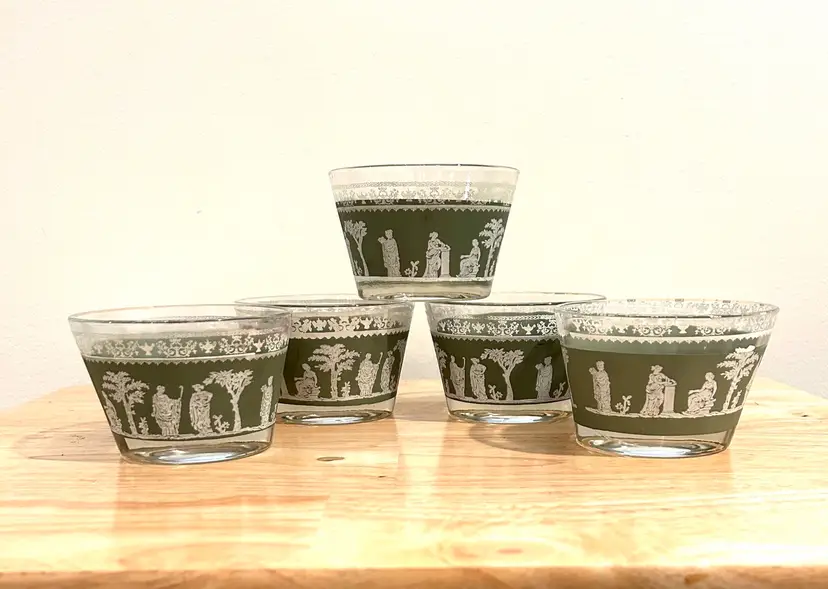 Vintage Jeanette Glass Helenic Pattern 3” Dessert Bowls 5 Bowls