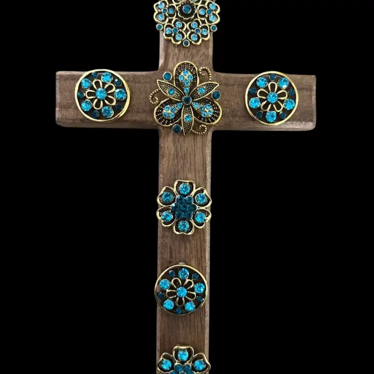 Wooden Cross With Brooches - Made By Me