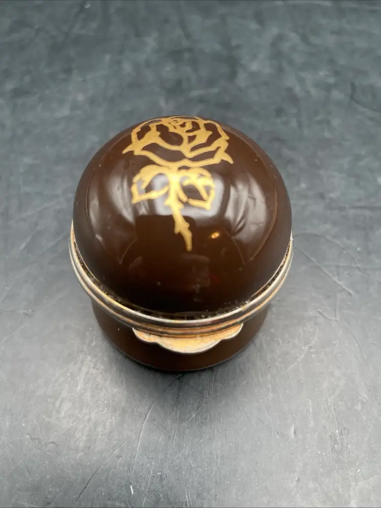 VTG H Samuel Brown Trinket/Pill Box With Rose