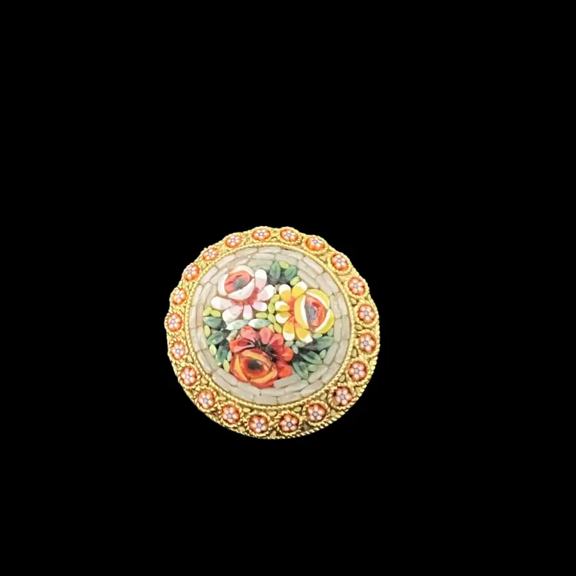#01 Italian Micro mosaic Floral Brooch