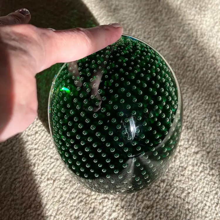 Green Controlled Bubble Paperweight