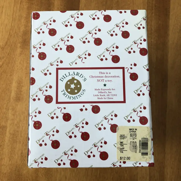 Dillards Trimmings Ornament Santa Claus Hand Blown Glass Merry 4" w/Box 2004