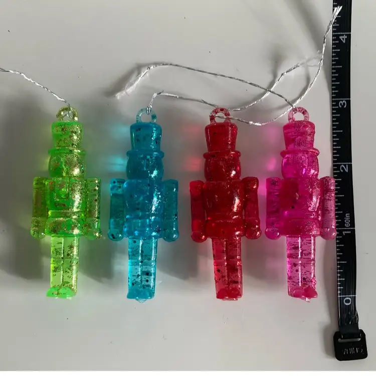 Set Of 4 Mini Nutcracker Ornament In Pink Green Red Blue 2 3/4” Tall