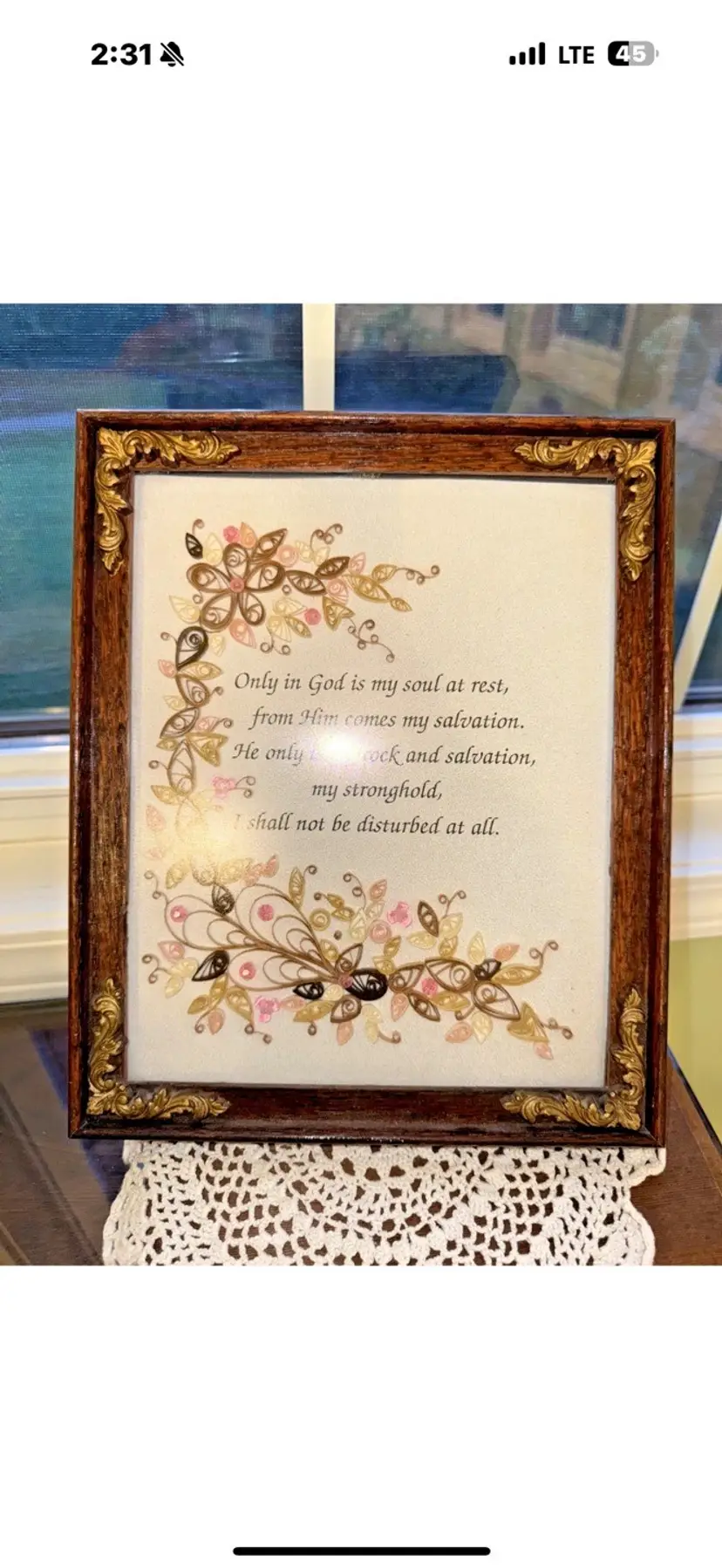 Religious Prayer in Ornate Floral with Dry Flowers Framed 9.5x11