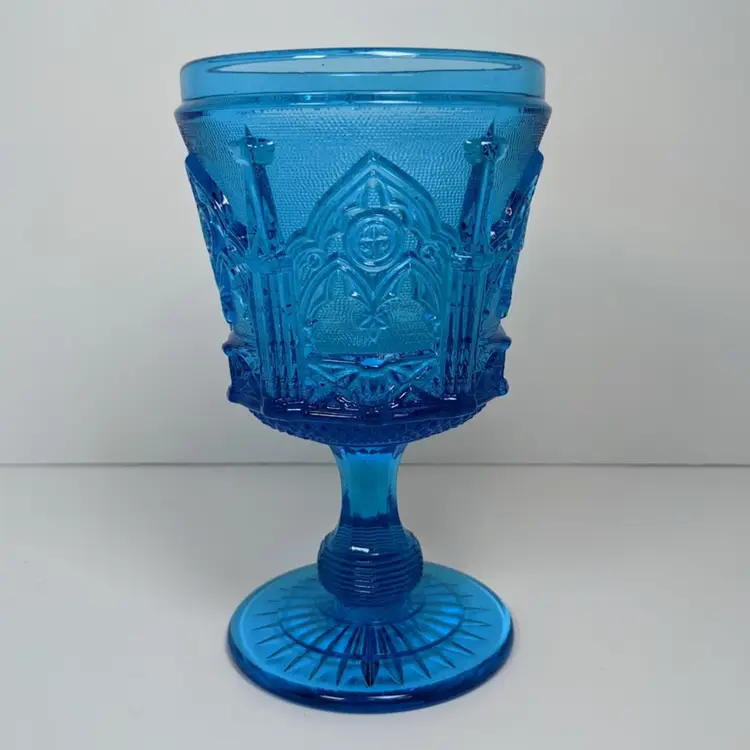 Fenton Red-Cliff Sable Arch Cobalt Blue Glass Goblet Stem 1960-1970s USA Vtg