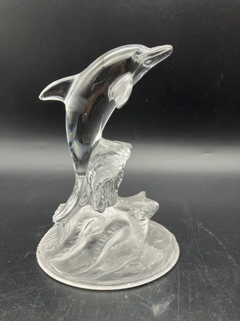 BIN - Vintage Cristal D’Arques Art Glass Dolphin Figure 6.125”