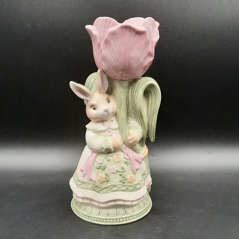 Bunny Rabbit Tulip Candle Holder Easter Spring by Tammany Devine 2000