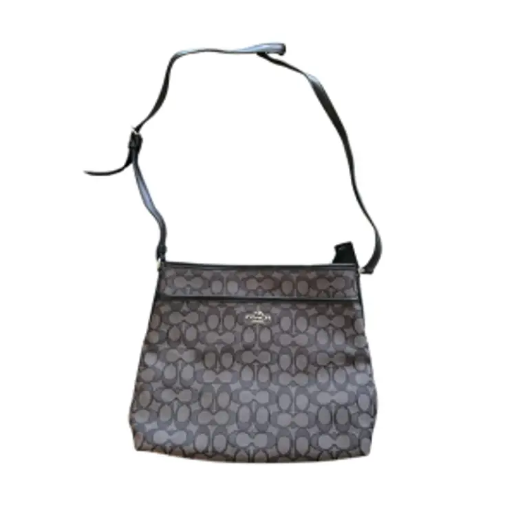 Vintage Coach Signature File Canvas Black & Brown Crossbody Purse