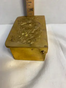 Vintage Signed Hibel brass trinket box