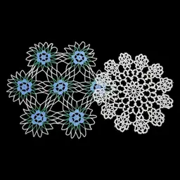 Vintage Hand-Crocheted Doilies Set Of 2 With Floral & Lace Patterns Blue & White 11" & 8" Diameter Intricate Designs Home Decor