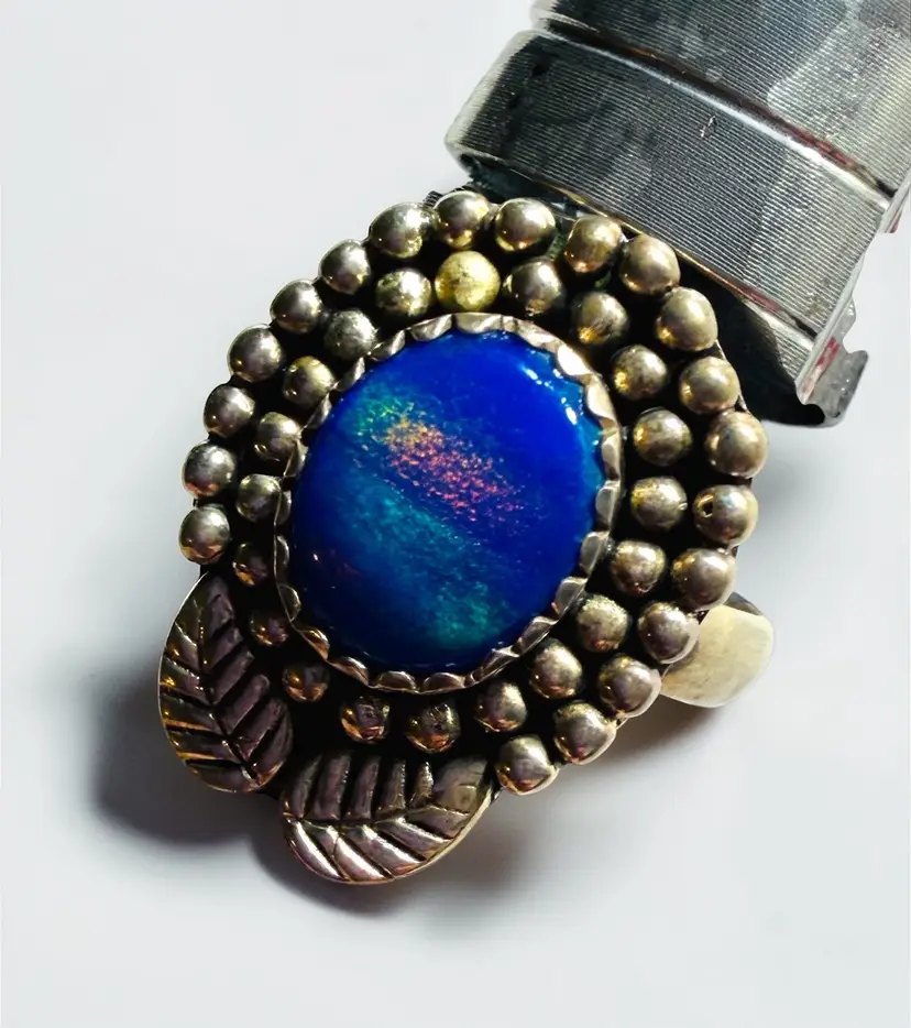 Sterling Silver & Black Opal Ring- Size 7 - Rigorously Tested 3x