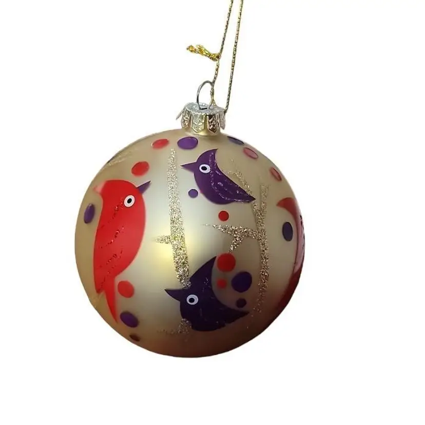 Christmas Ornament Birds Anthropomorphic Cartoon Bright Cheery