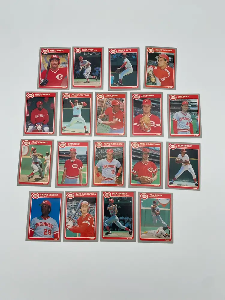 Fleer 1985 MLB Cincinnati Reds Lot of 18 Different Trading Cards