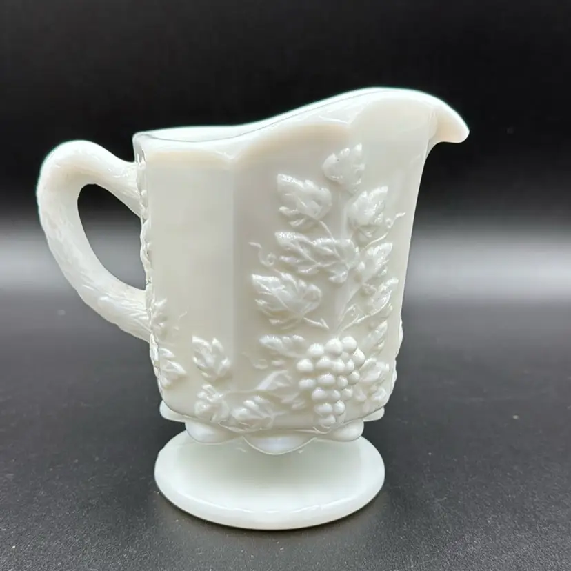 Paneled Grape Milk Glass Pitcher Creamer 
by WESTMORELAND