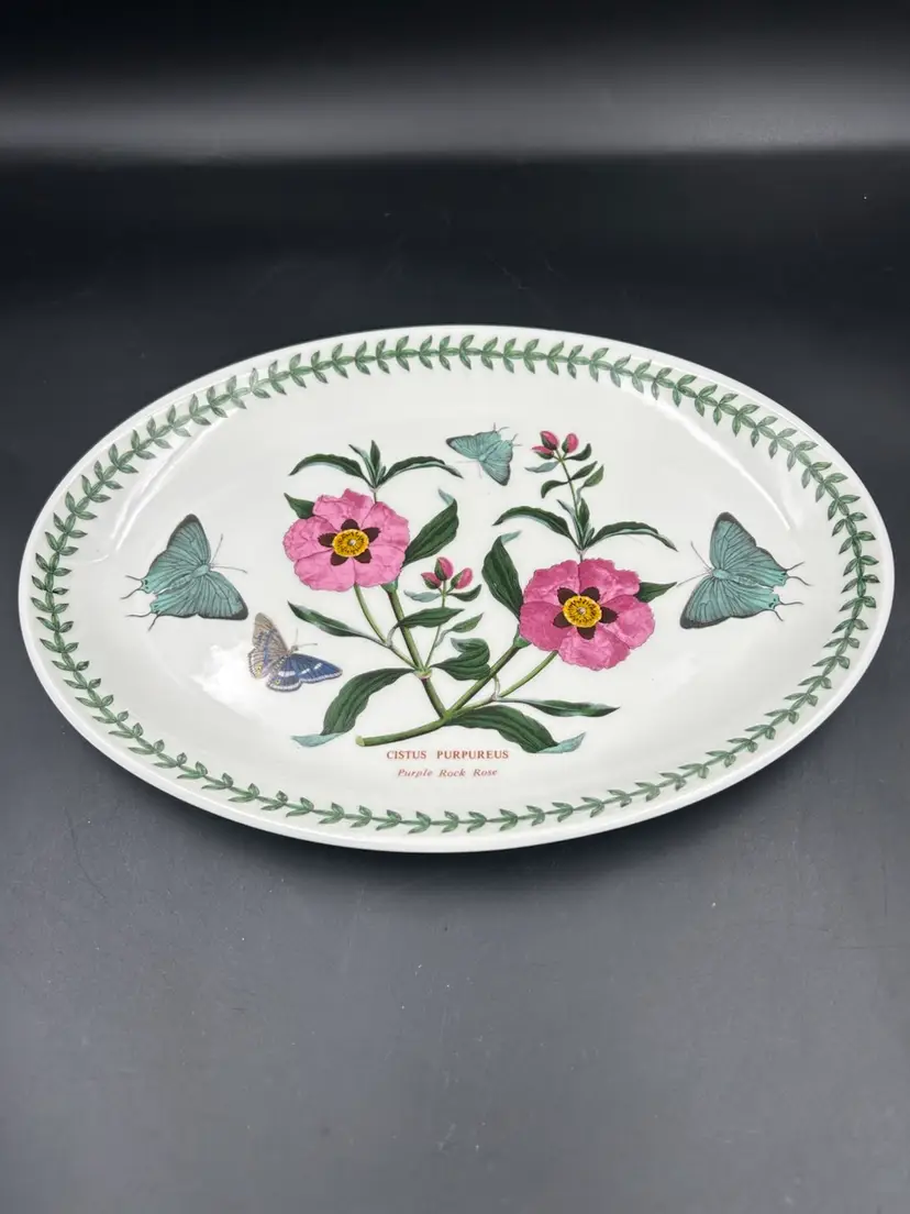 Portmeirion BOTANIC GARDEN Oval Steak Plate 10 3/4" Purple Rock Rose