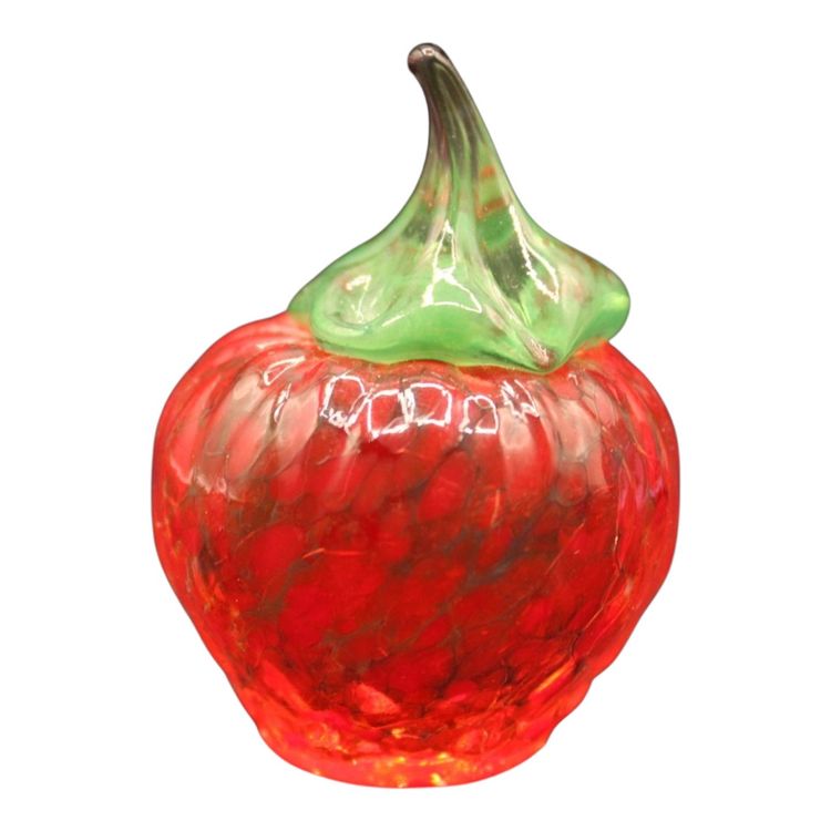 Glass Works Strawberry Paperweight 2. 1/2” Tall 3.2oz