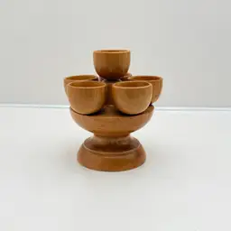 Hand Turned Wood Vintage Pedestal Base Egg Holder