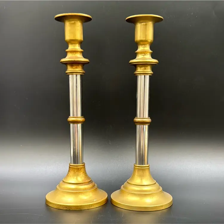 Vintage brass chrome candle holders