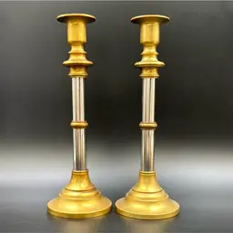 Vintage brass chrome candle holders