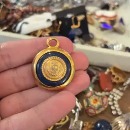 Gold Tone Double Sided LC Nautical Pendent