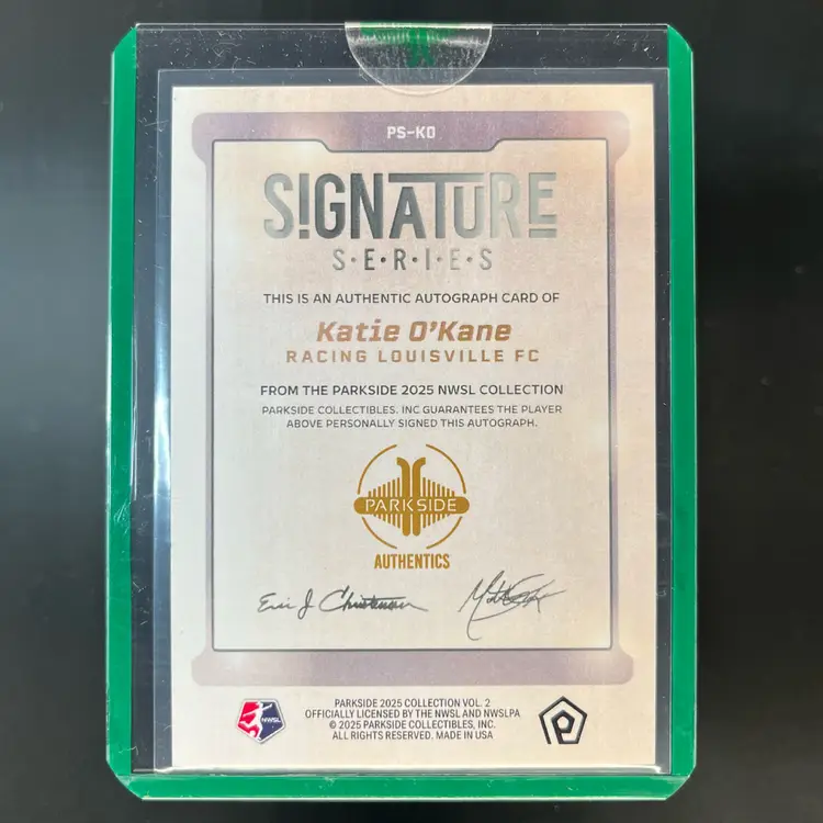 Katie O’Kane 2025 Parkside NWSL Vol 2 Black /10 Signature Series Autograph Soccer Card