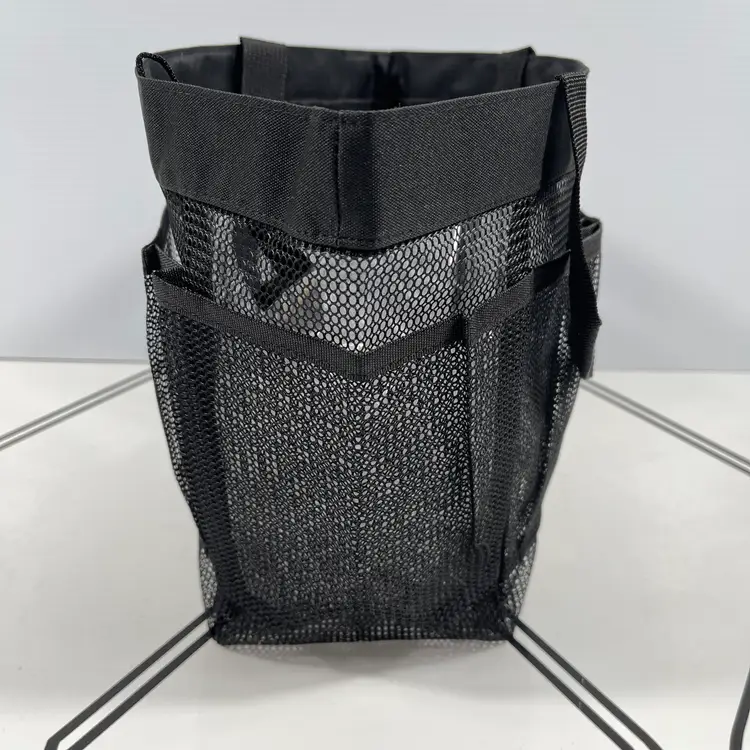 Black Mesh Tote Bag Organizer Beach Shower Garden Bag with Pockets