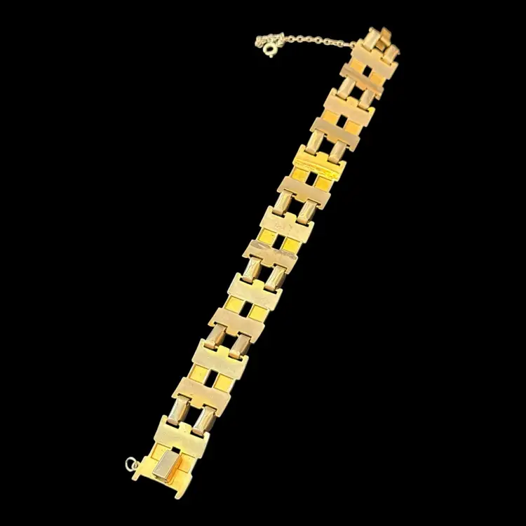 Damascene Link Bracelet with Safety 7.5”