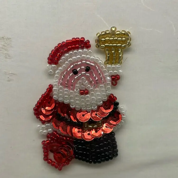 Vintage Elegance Santa Claus Sequin Bead Appliqué