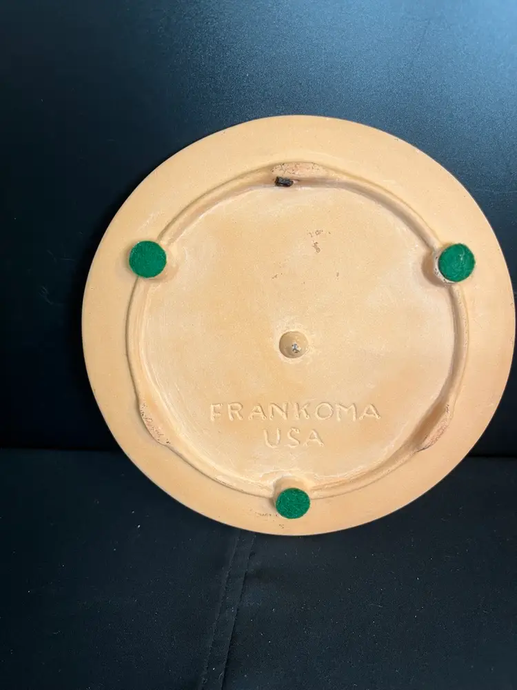 Frankoma Pottery Trivet-6 1/2"- "End of Trail" Terracotta & Cream