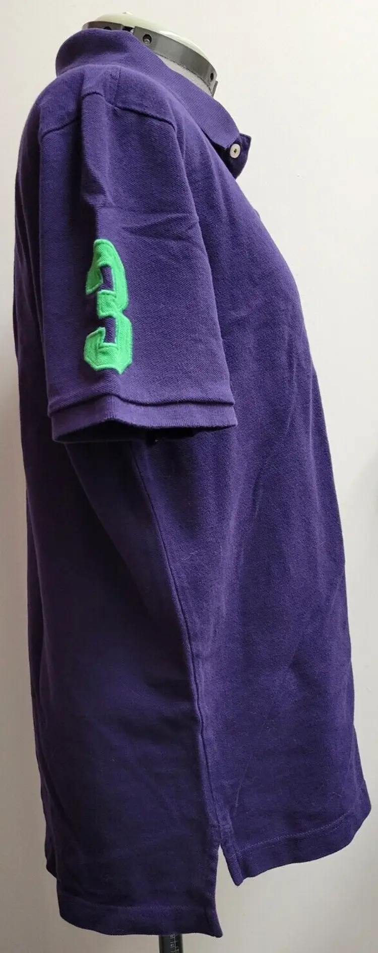 US Polo Assn Shirt Mens L Big Pony USPA Rugby Numbered #3 Purple