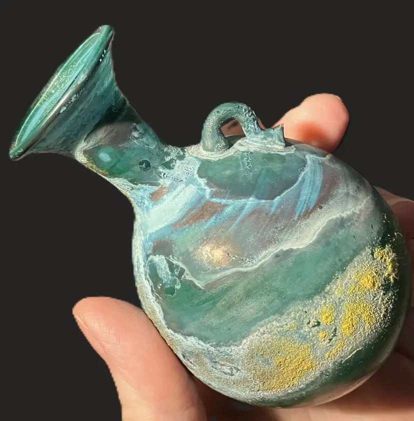 Reproduction Ancient Roman Green Glass Vase