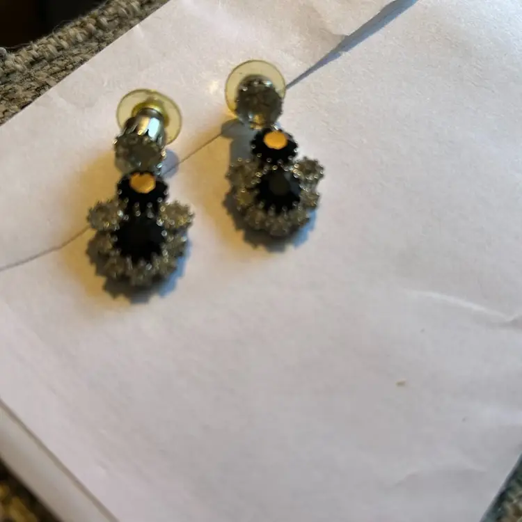 Vintage Black Rhinestone Earrings