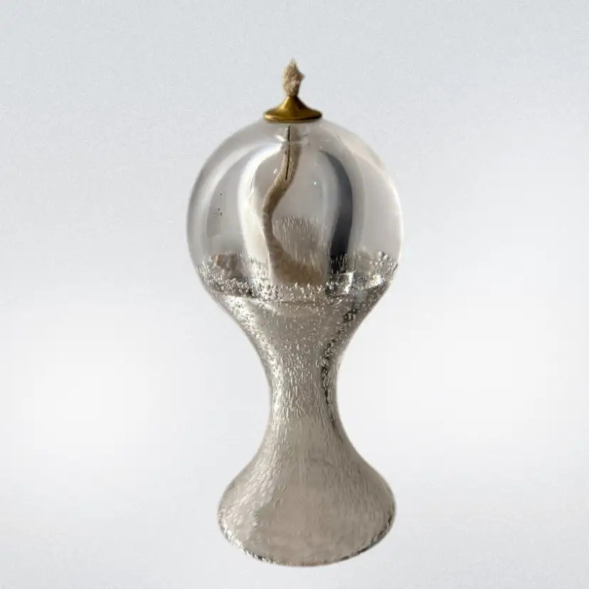 Vintage Art Glass Mid Century Orb Pedestal Oil Lamp Dansk Glas Knust? Controlled Bubble