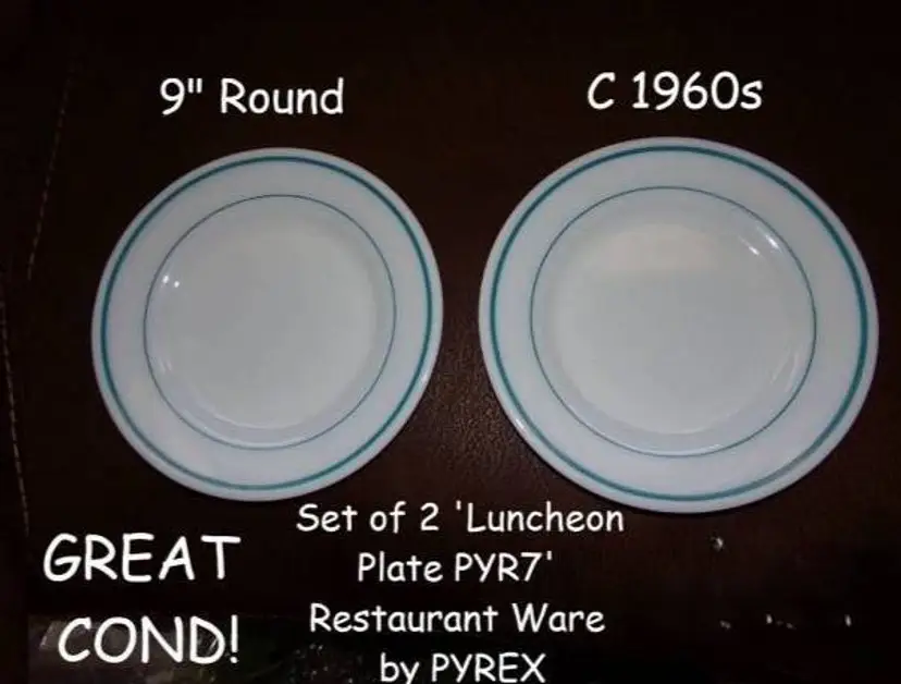 Vintage Blue Stripe/PYR7 Restaurant Ware Pyrex Dinner Plates