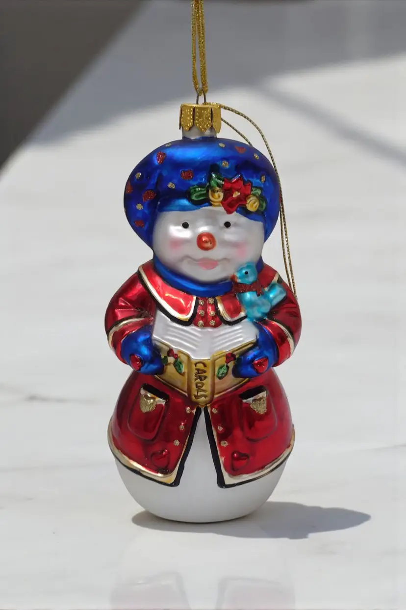 Vintage BK Brass Key Handcrafted Singing Snowman Ornament Christmas Caroler