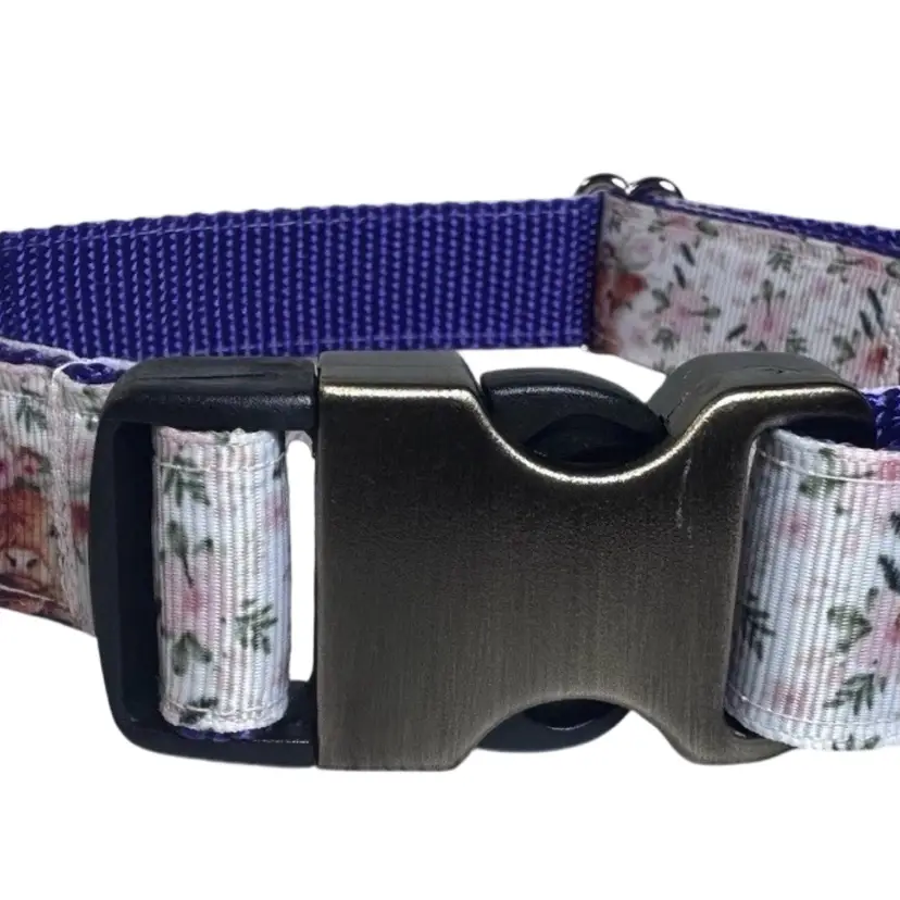 Dog Collar Highland Cow Purple Large Handmade Heavy Duty W/Buckle NEW