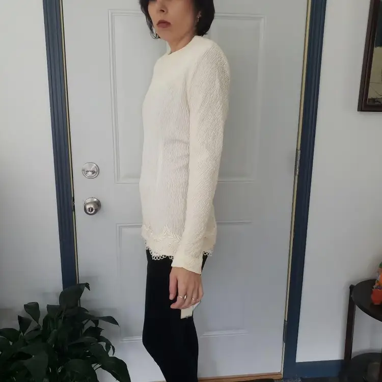 90s Deadstock Cream Lacey Dressy Top