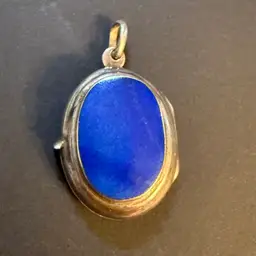 BOMA 925 Sterling Silver Lapis Lazuli Etched Locket 1.25” Drop