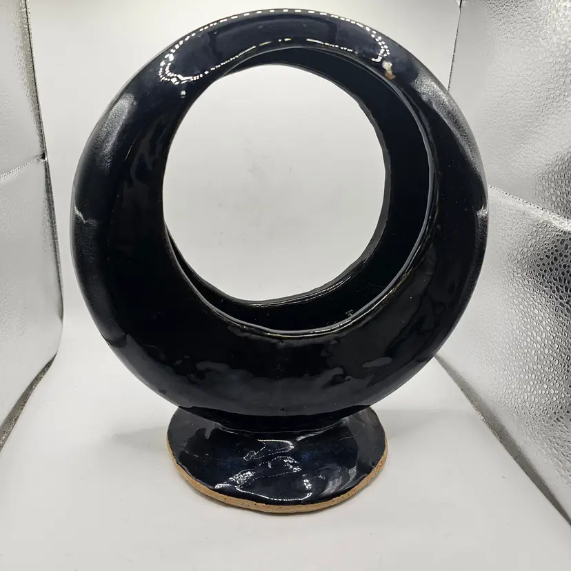 Studio Art Pottery full new moon design Planter Signed Ralph